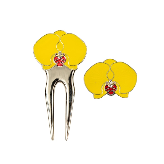 248. Orchid Yellow Divot Tool & Ball Marker Set