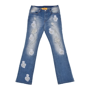 【WHEN SMOKE CLEARS】DISTRESSED NAILHEAD JEANS(CLEAR)