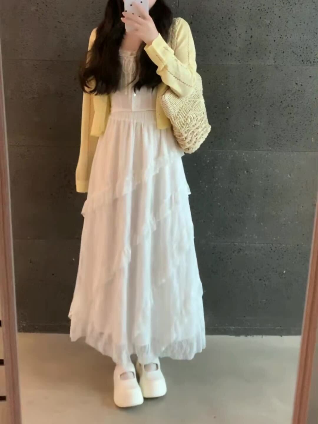 MAMC ホワイトレースフリルロングスカート MAMC ホワイトレースフリルロングスカート