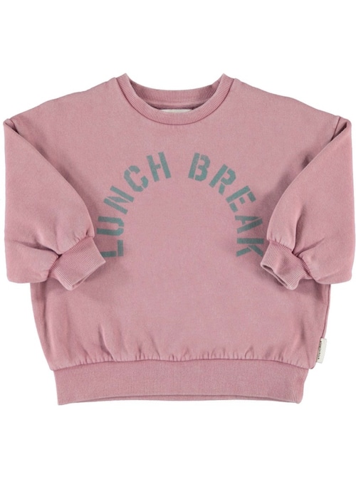 【piupiuchick】Oversized Sweatshirt with "Lunch Break" Print / Pink 【piupiuchick】Oversized Sweatshirt with "Lunch Break" Print / Pink