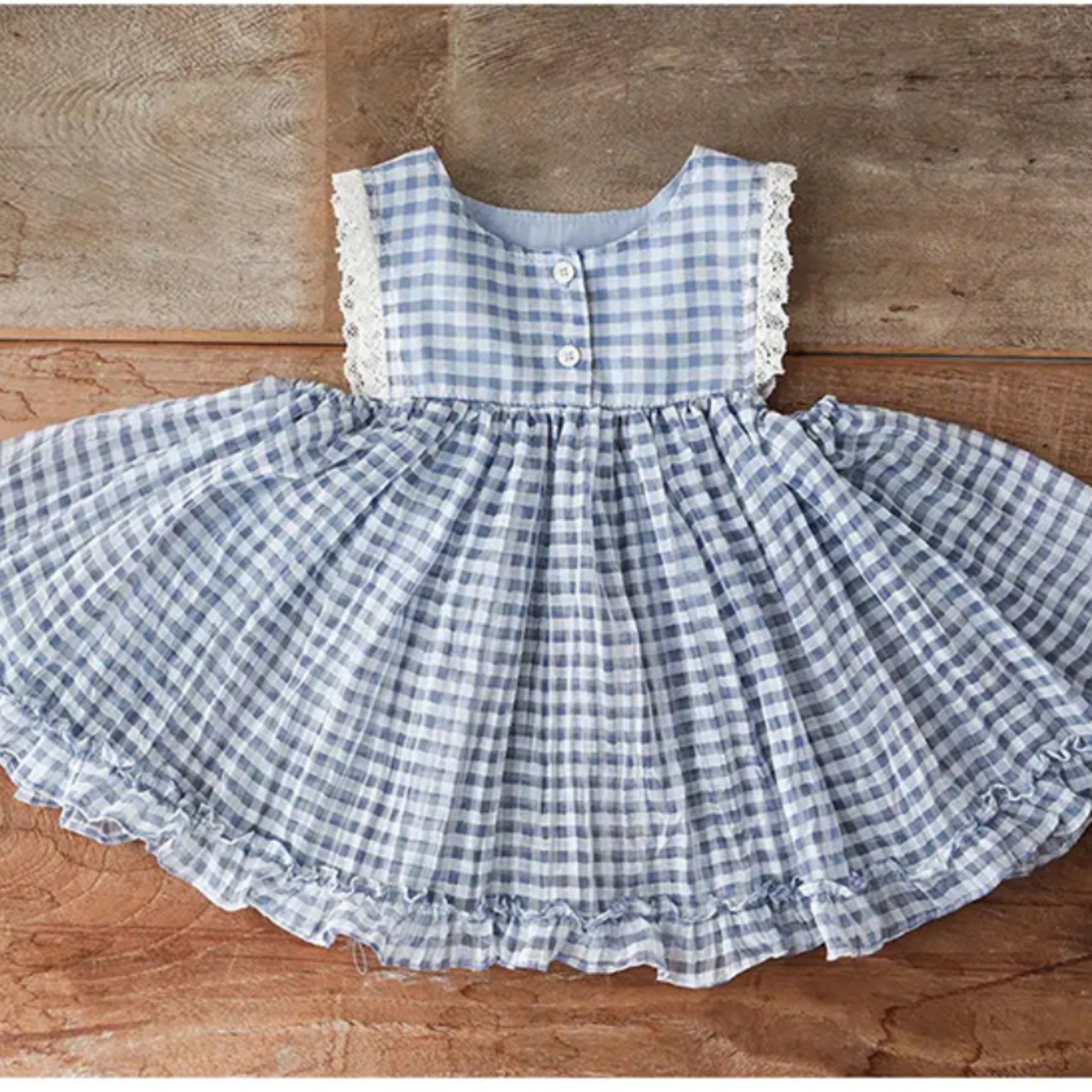 夏チェック柄ノースリーブブラウス