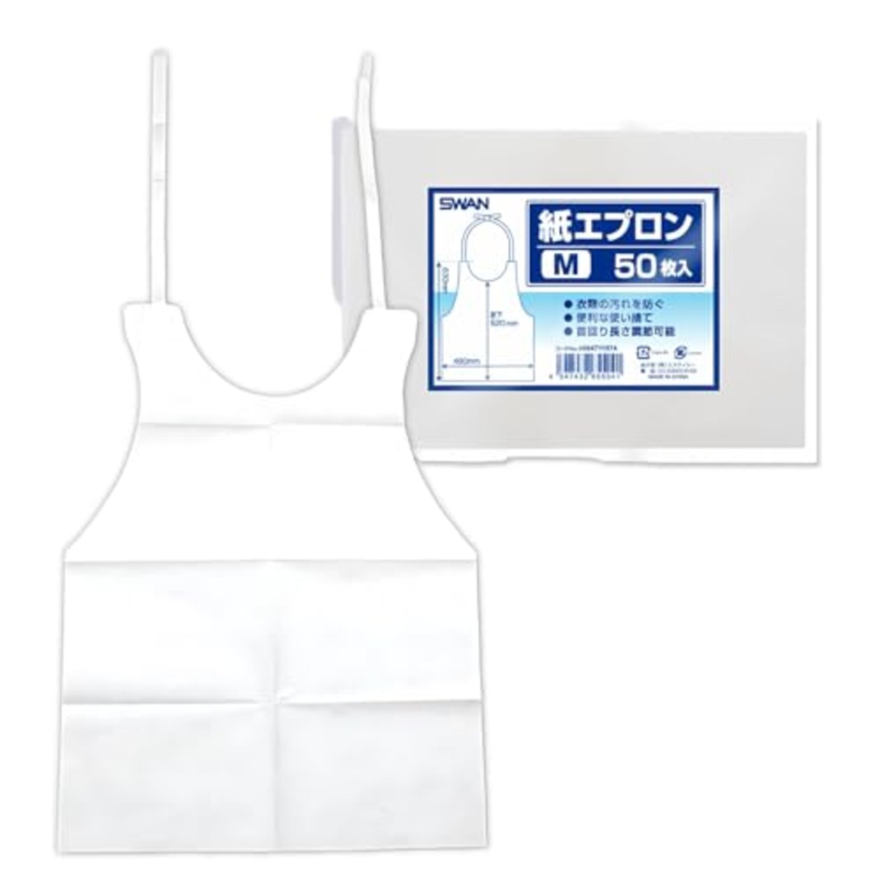 [シモジマ] 紙エプロン ＳＷＡＮ ホワイト M