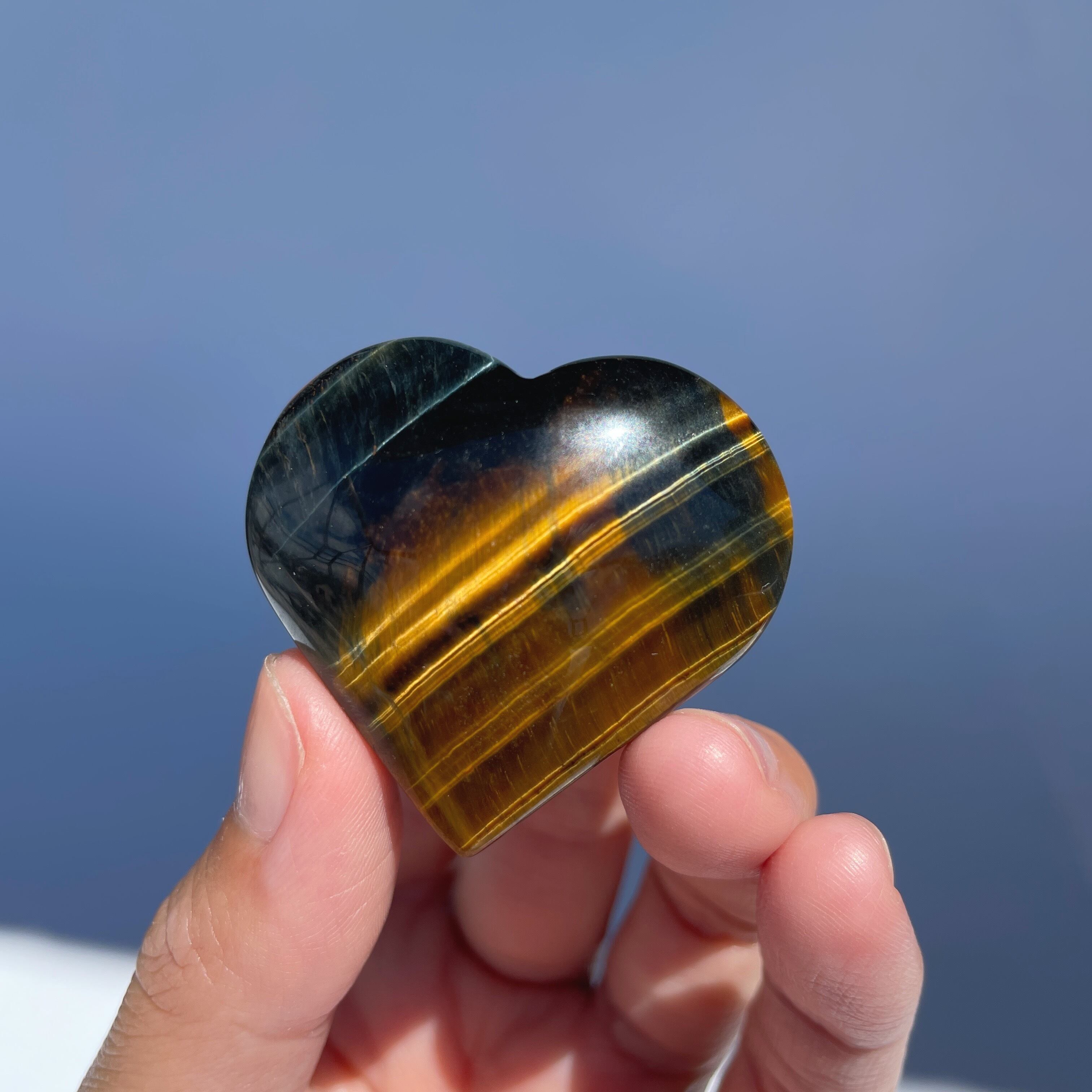 ブルータイガーアイ ハート01◇Blue Tiger's eye◇天然石・鉱物