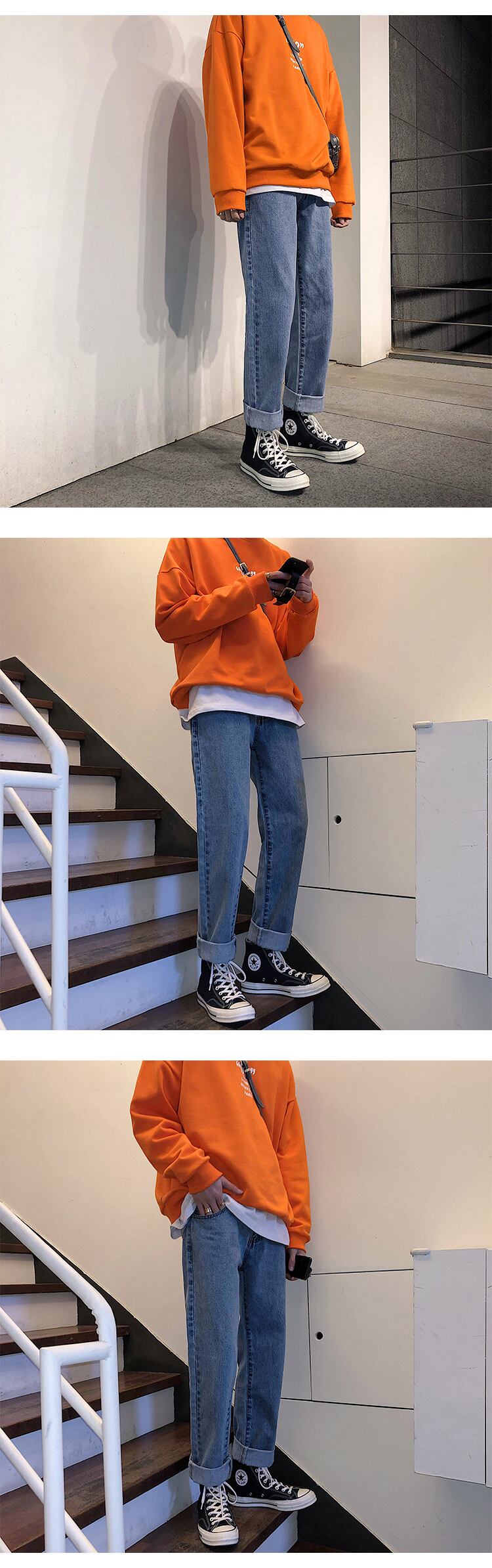 全2色 デニム パンツ ストレート カジュアル 無地 おしゃれ