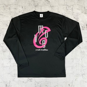 ドライロングスリーブTシャツ【black × pink】