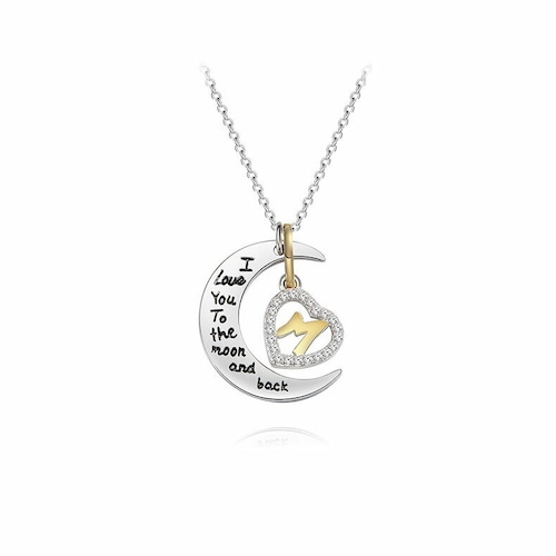 IUHA 【I LOVE YOU MOM】オープンハート モチーフネックレス SWAROVSKI スワロフスキー社製クリスタル   10035iuhac