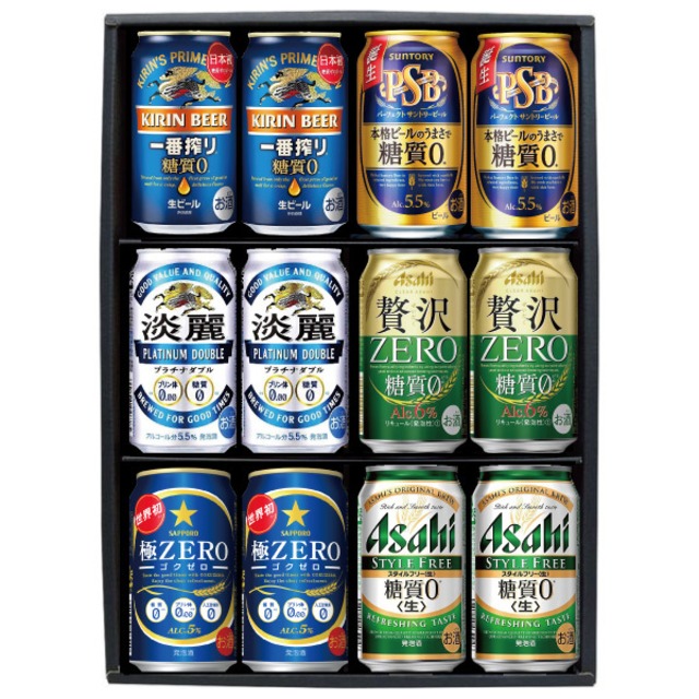 【送料無料】6種の糖質ゼロ 飲み比べギフト ビール ビール類 350ml缶 6種12本