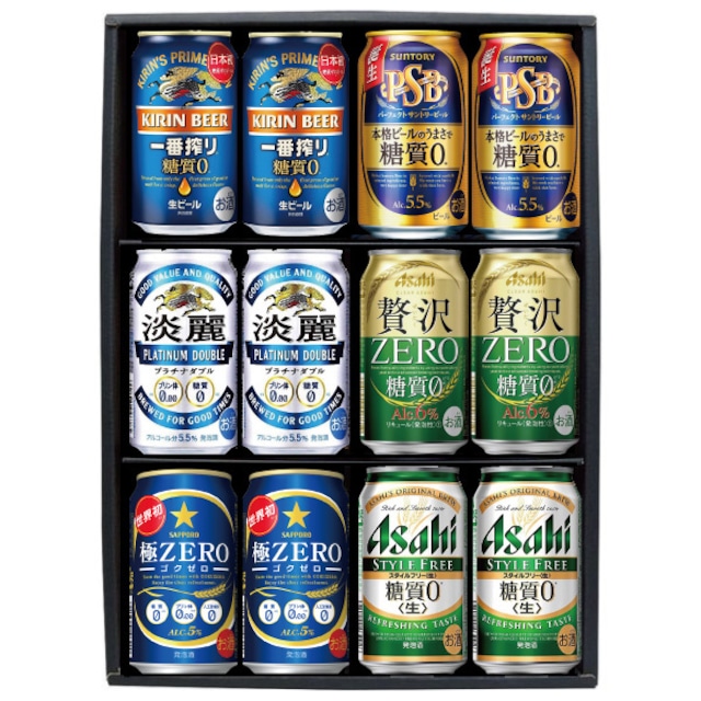 【送料無料】6種の糖質ゼロ 飲み比べギフト ビール ビール類 350ml缶 6種12本