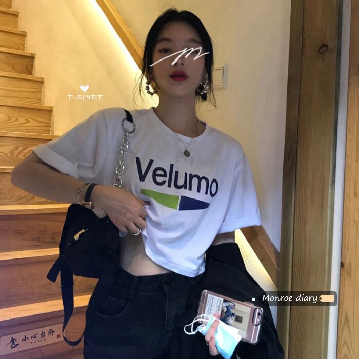 ホワイトショートTシャツ シャツ スプリングルーズトップス 春物 モンロー16179296728