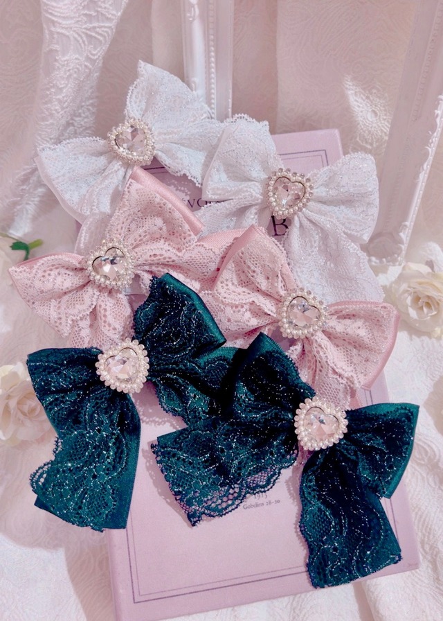 Heart Bijou Lace Ribbon Set Hair Accessory