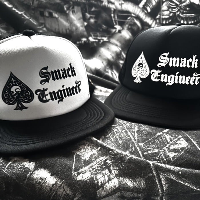 SMACK ENGINEER / スマックエンジニア「Rogia限定 SPADE MESH CAP (白