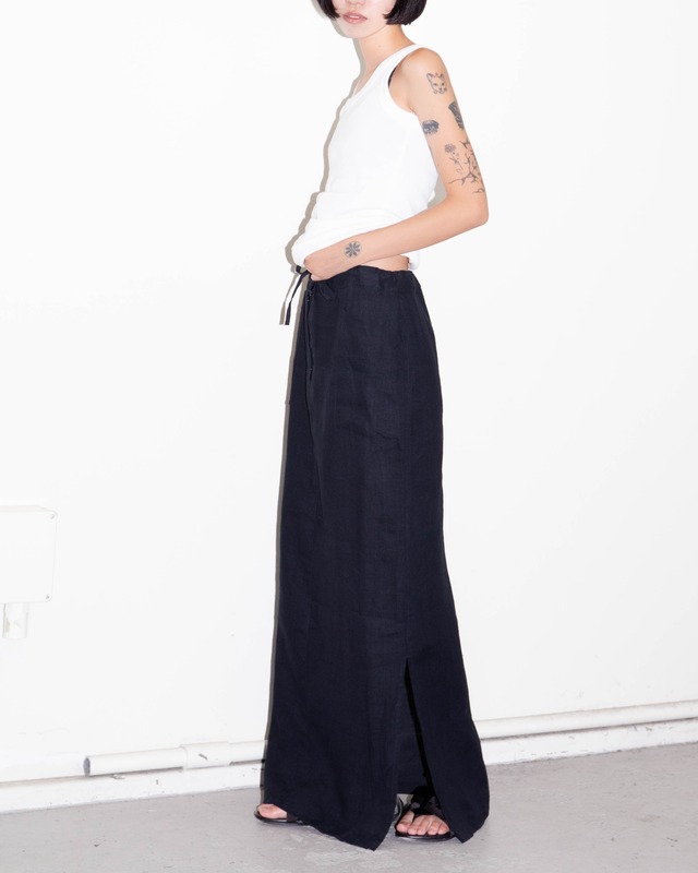 1990s side-slit linen maxi skirt
