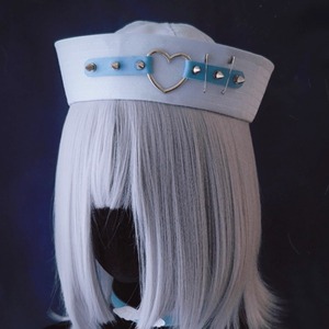 ライトブルーハートスタッズ安ピンセーラーキャップ(lli_6013)