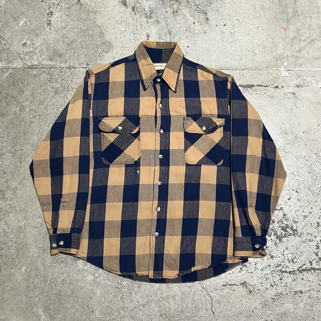 ST.JOHNS BAY × BIG MAC / USA製 ブロックチェック ヘビーネルシャツ 