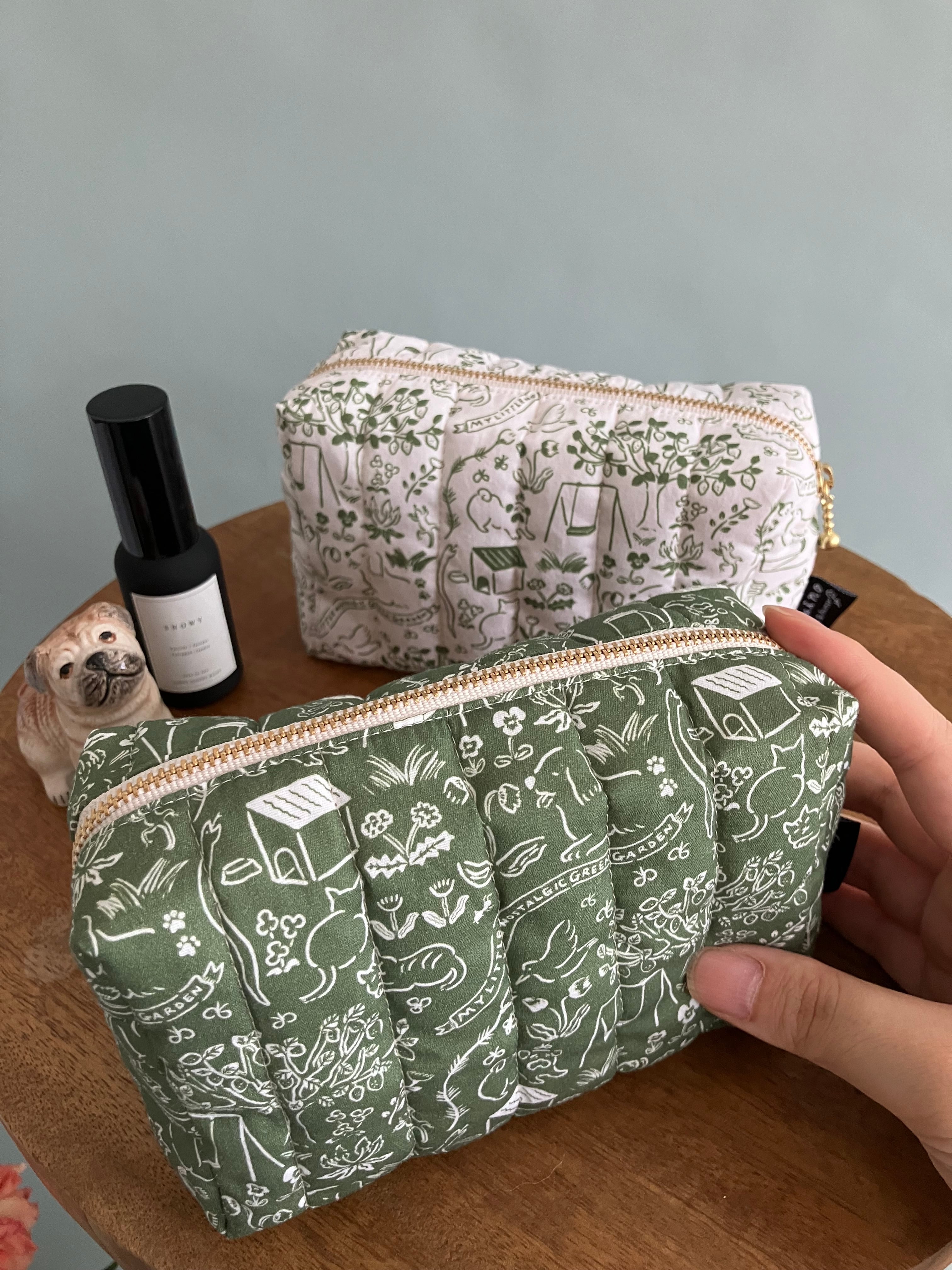 キルティングBOXポーチ「Garden」 | yukino shop