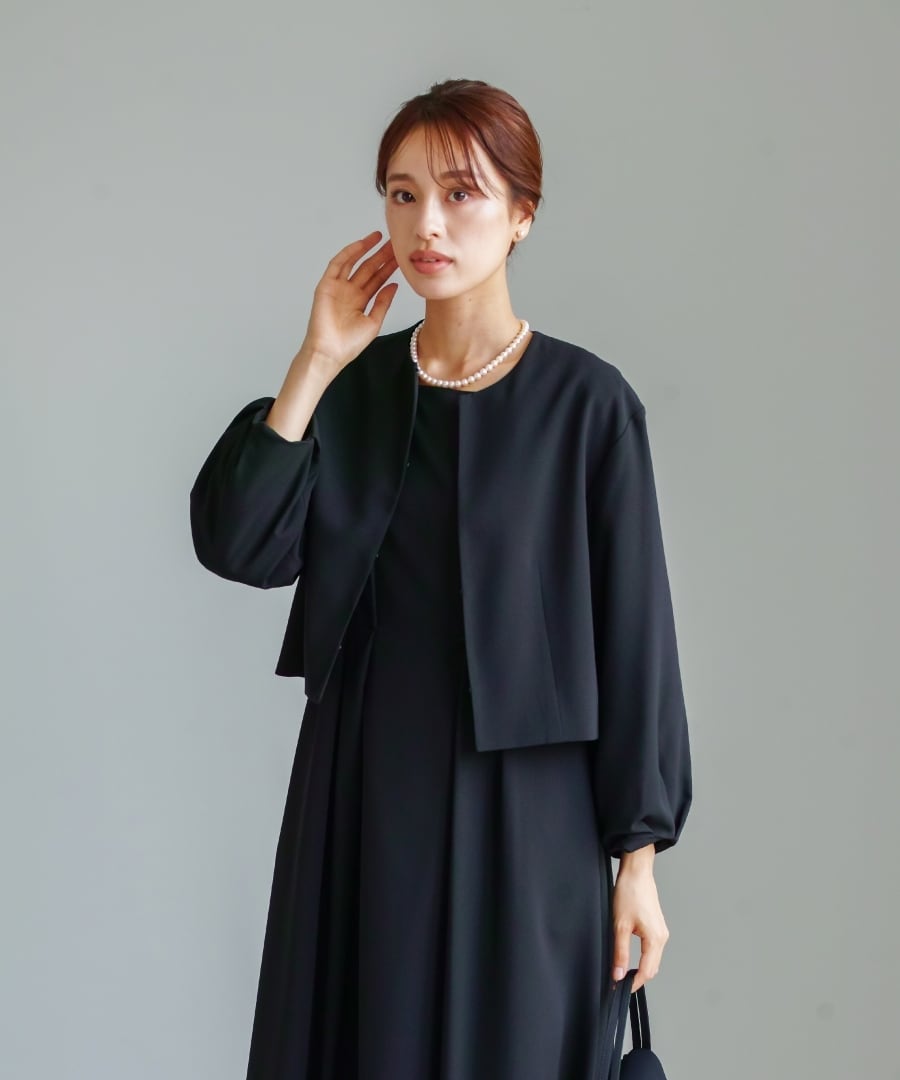 最強配送】喪服・礼服【洗えるフォーマル】ボリューム袖ノーカラー
