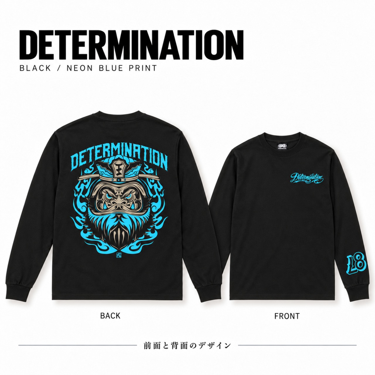 閻王 BLACK×NEON BLUE L/S T-Shirt