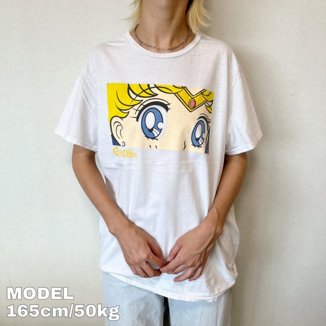 セーラームーン アニメT プリントTシャツ マンガ 白 L うさぎ 