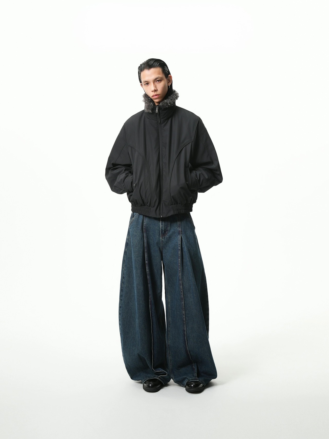 BOOGOOVOGUE Wolf Fur Collar Down Bomber