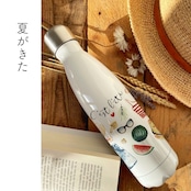 水筒 【夏がきた】 500ml ステンレス製 保冷 24時間 保温 12時間 おしゃれ持ち運び 二重構造 長持ち 両用 弁当 一人用 サーモス 洗いやすい 輸入 北欧 デザイン バイク 海岸