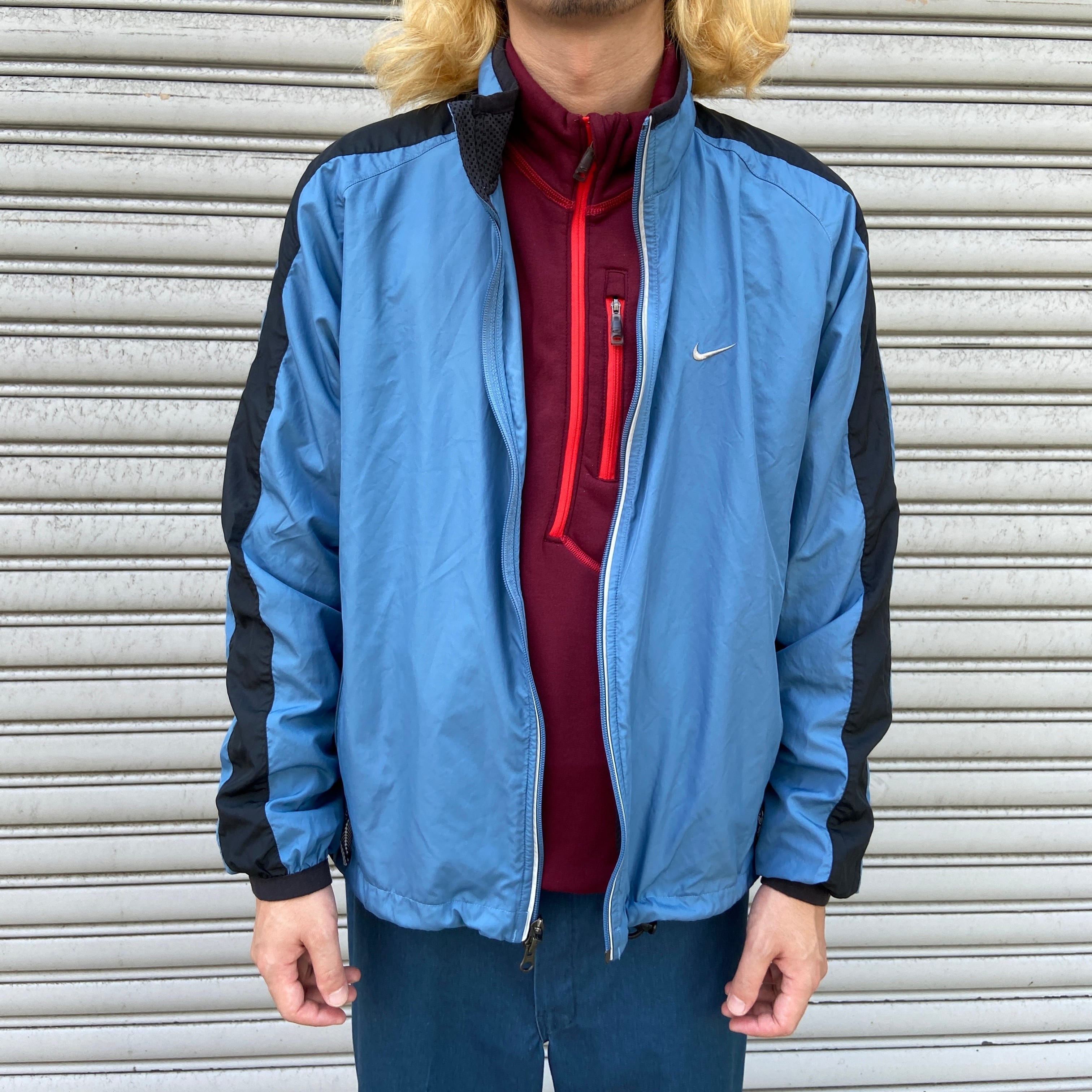 00s NIKE ナイロントラックジャケット　スウォッシュロゴ　ブルー系　M | 古着屋 Uan powered by BASE