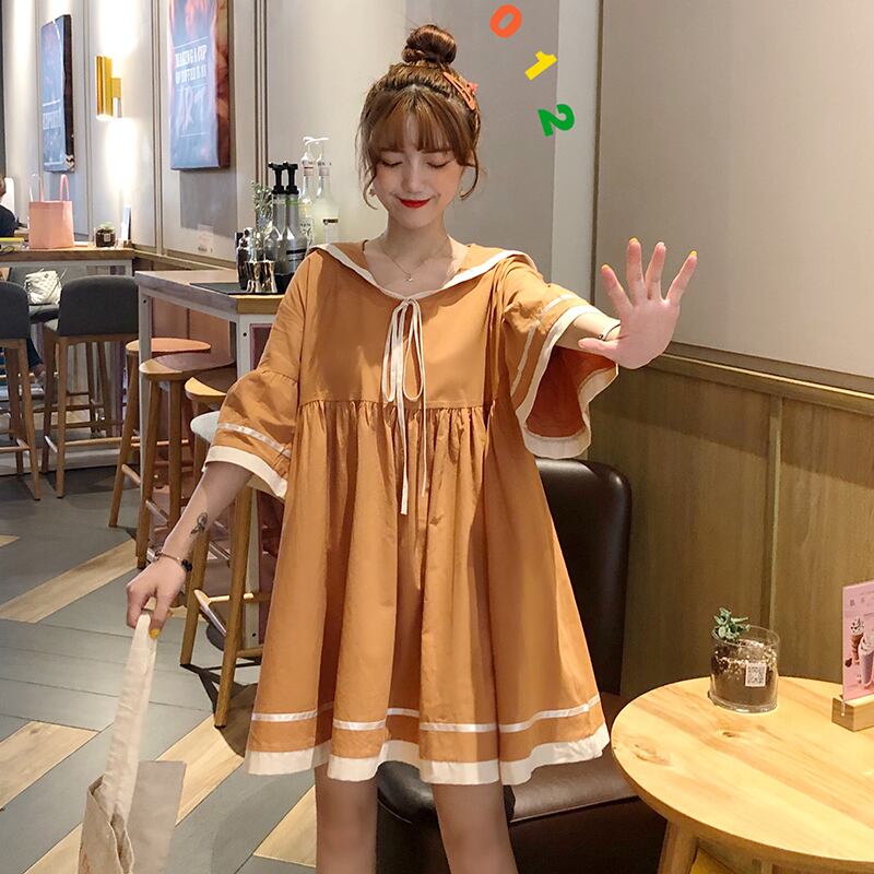 2020年春夏新作カレッジスタイルネイビーカラードレス女子学生フリルショートドールスカート 1号婦人80481047631