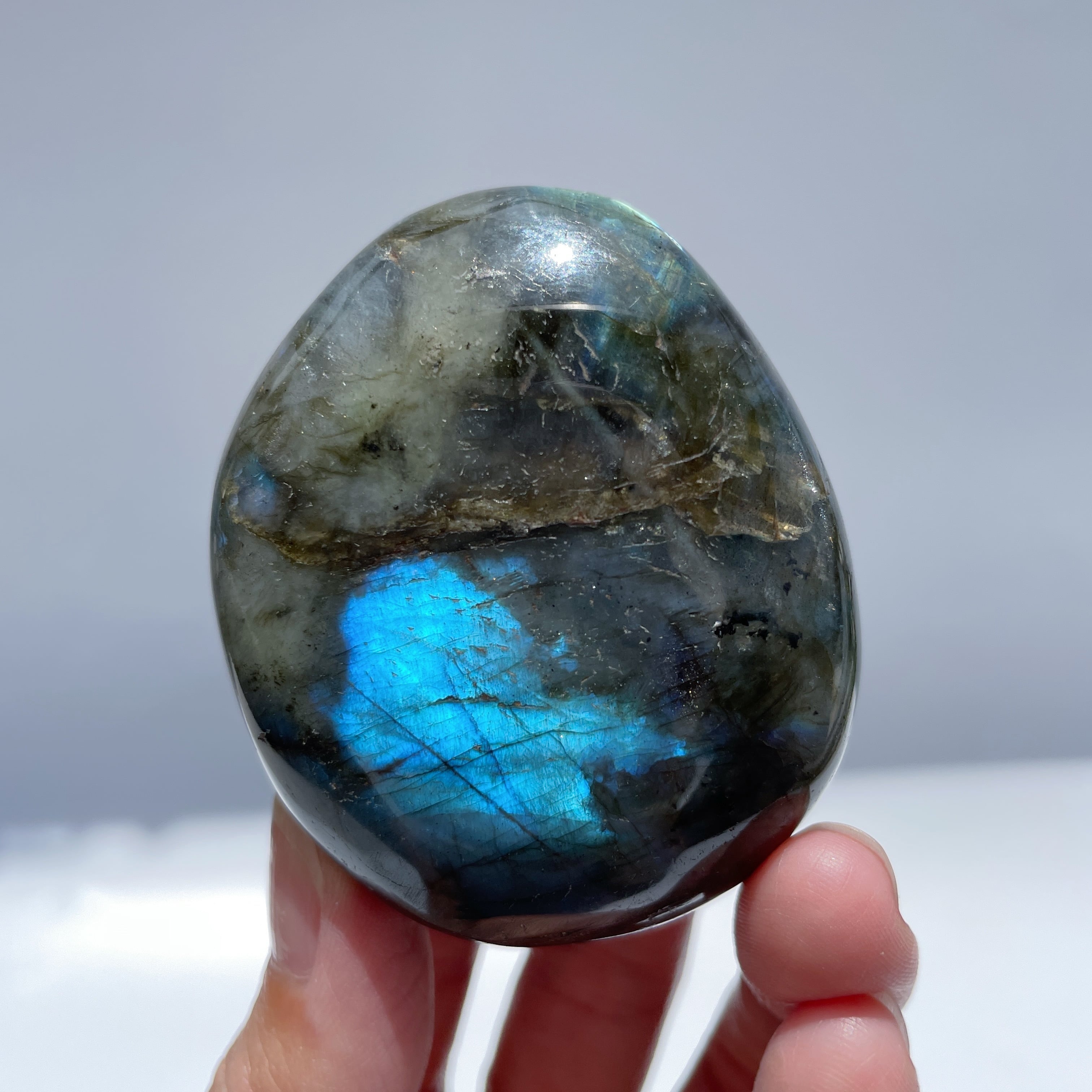ラブラドライト パームストーン22◇Labradorite◇天然石・鉱物