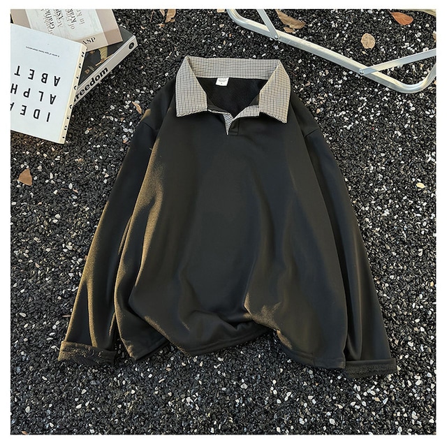 Solid-colored long-sleeve shirt in retro colors(MT1679)