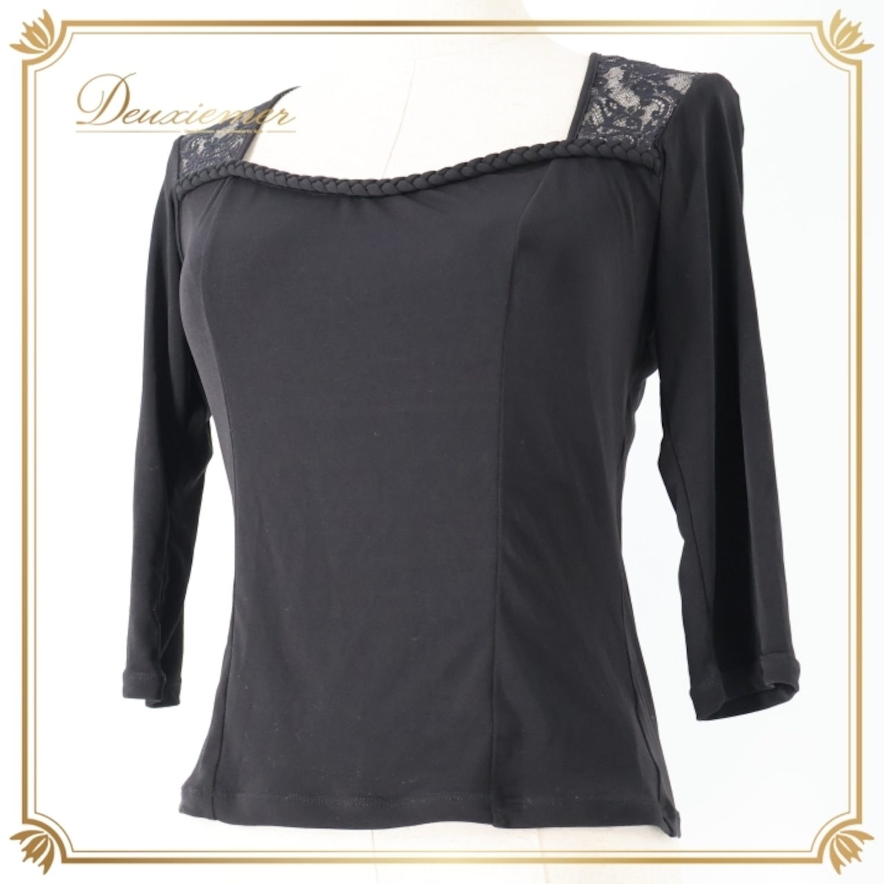 社交ダンス 衣装 トップス ブラウス ブラック系 チャコット Chacott 日本製 黒 七分袖 レース 上品 練習 レッスン 伸縮 ストレッチ シンプル パーティー セクシー かわいい オールブラック ダンス衣装 イベント ステージ