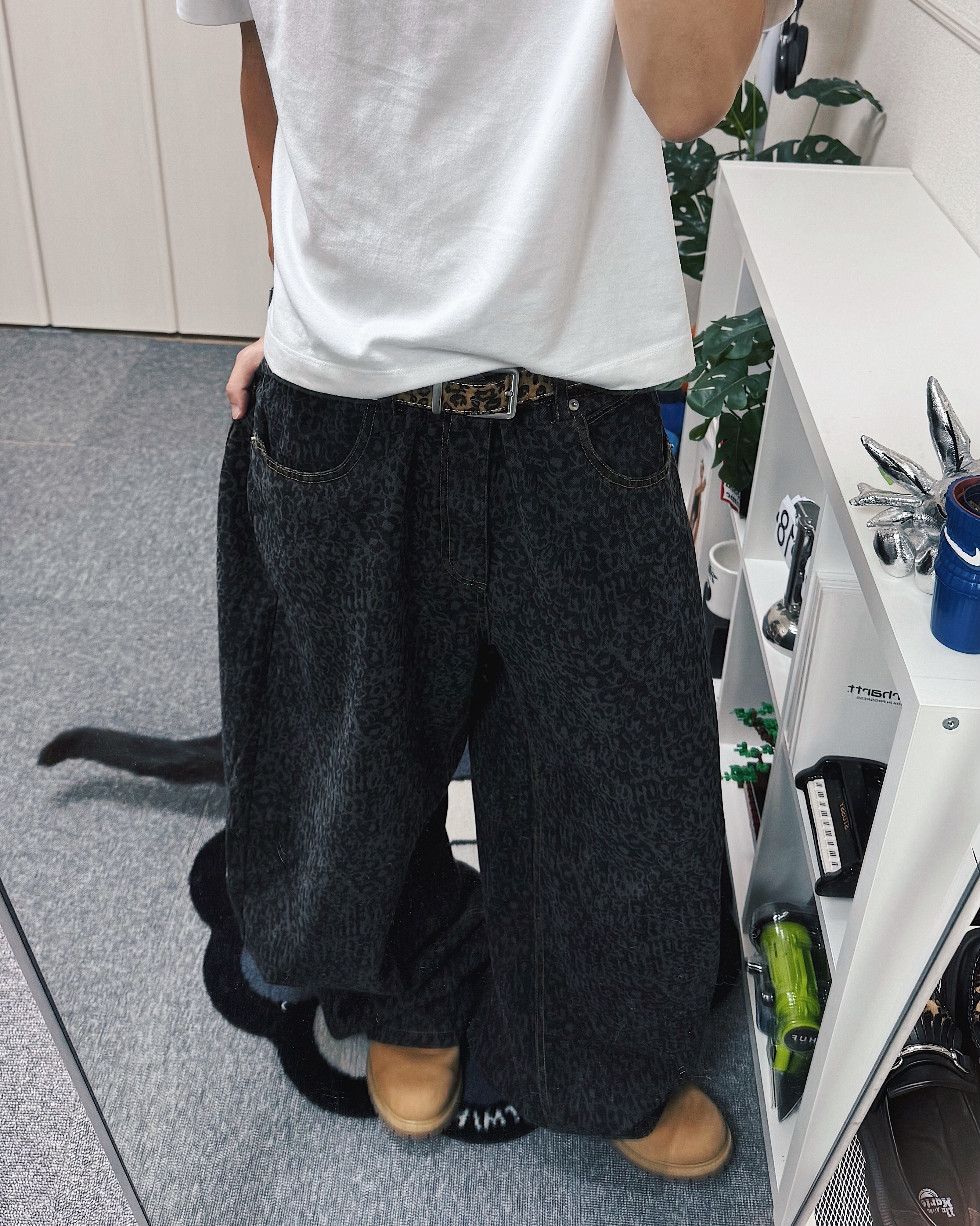leopard denim black 再販 (LT-003) | little36