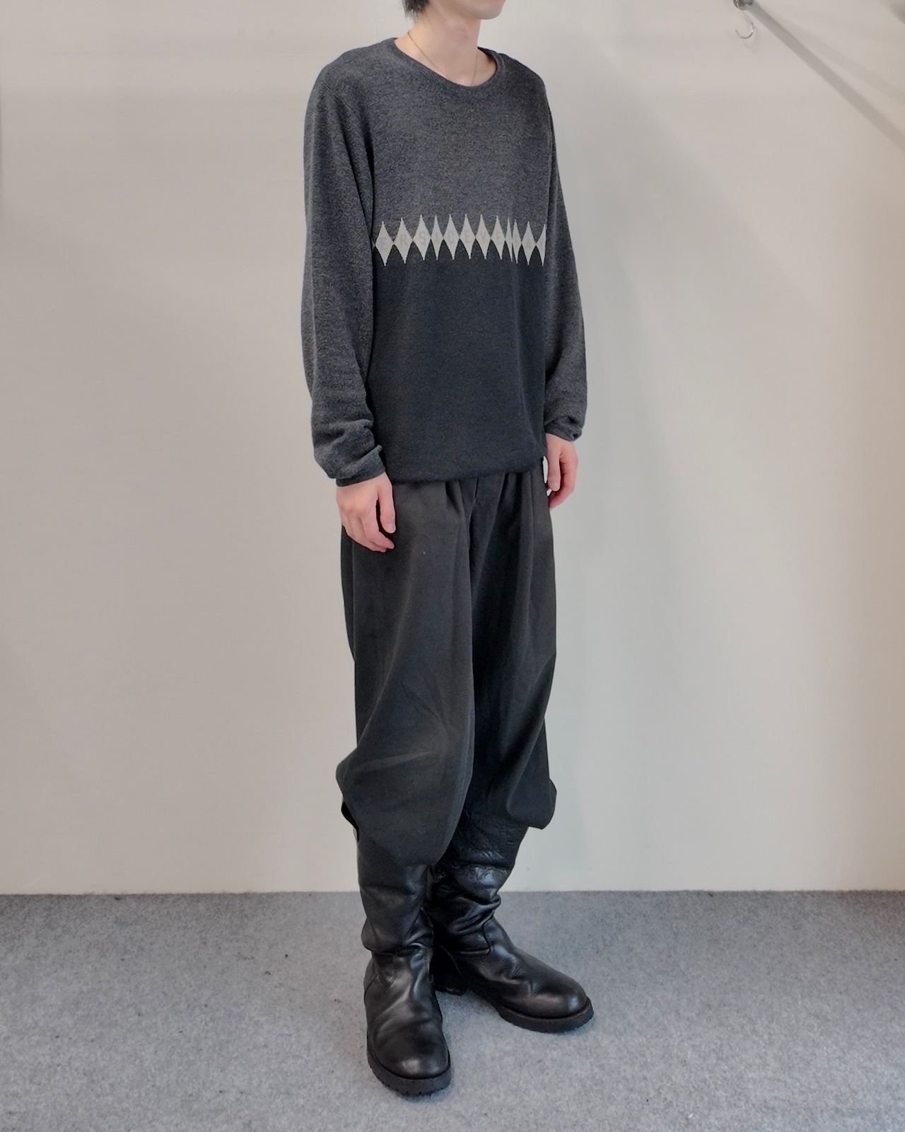 【GIANNI VERSACE】diamond pattern knit