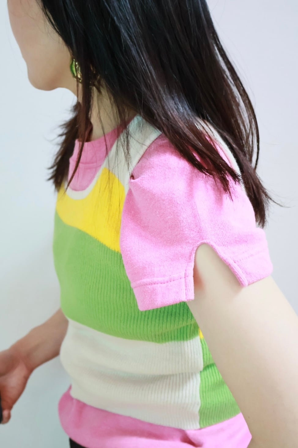 vintage Lime Yellow Color Block Knit Tank