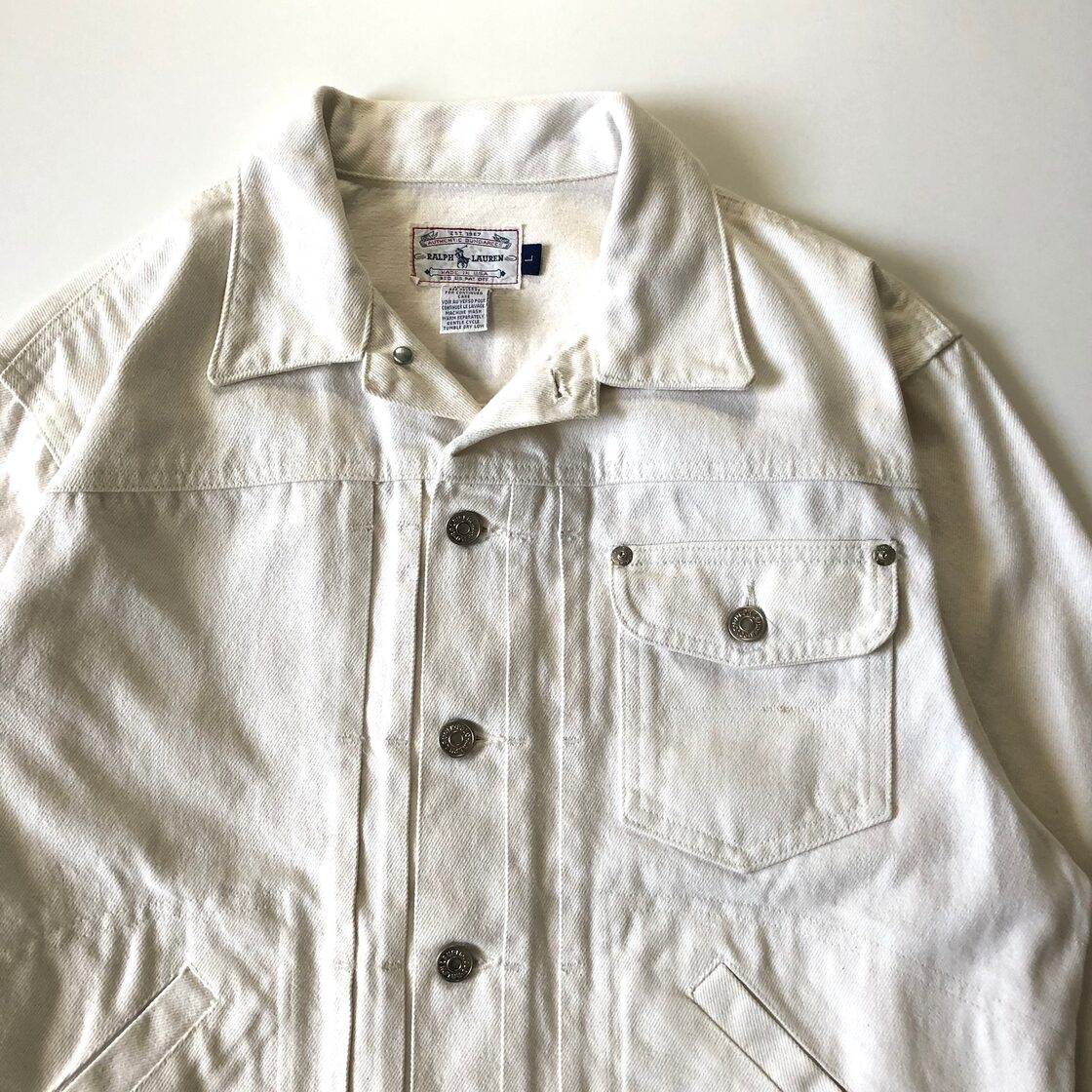 80-90s Ralph Lauren white denim jacket 