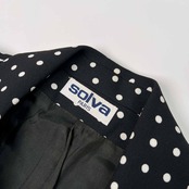 フランス製 solva PARIS ソルバ Leilian レリアン 水玉 ドット 半袖 ジャケット サイズ 40 /ブラック×ホワイト