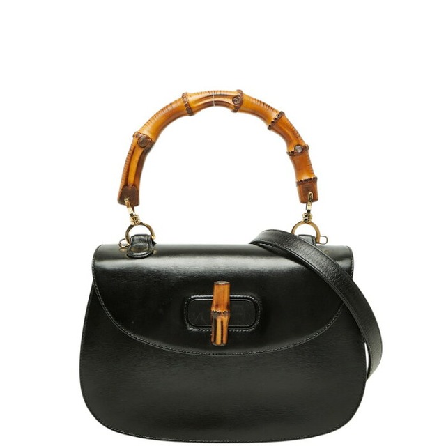 グッチ バンブー ハンドバッグ ショルダーバッグ 2WAY 000 2684 0633 ブラック レザー レディース GUCCI 【中古】