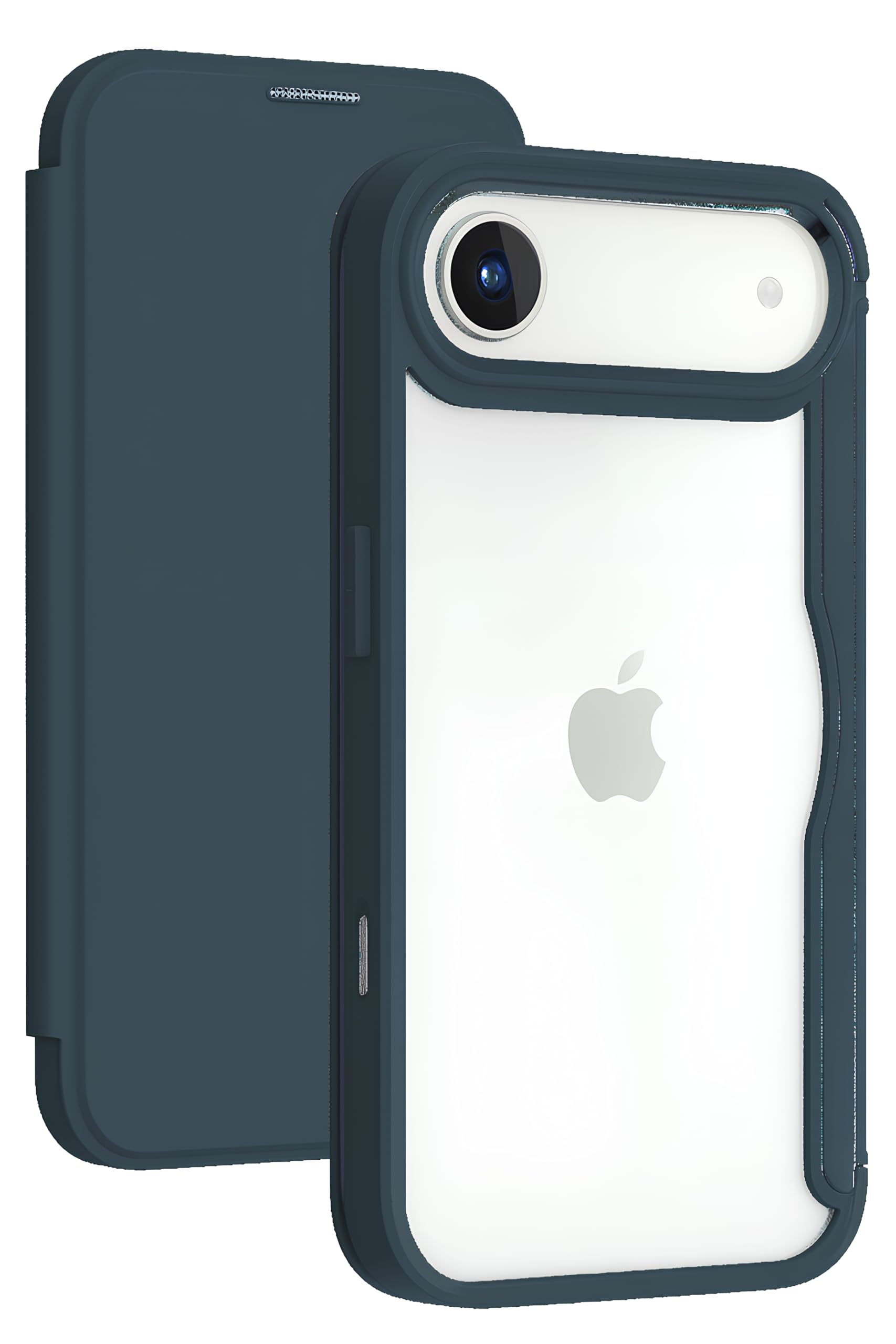 iPhone17 Air 用 背面クリア手帳型ケース ネイビー 437-cpu-nv