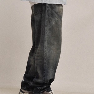ヴィンテージ ウォッシュ ワイド ブルーデニム N3351