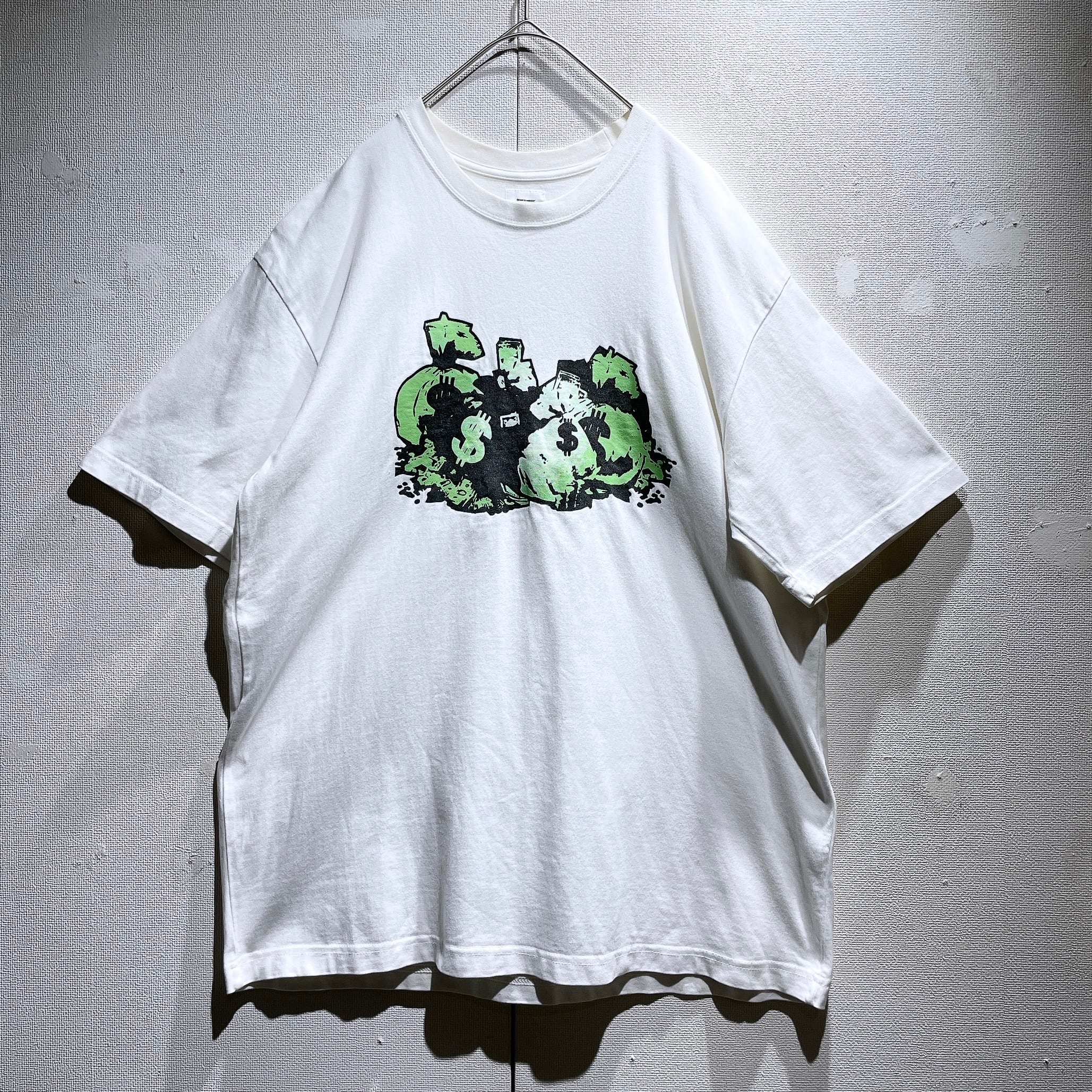 2000s ” Swagger ” ” skullgain ” printed White loose SS Tee