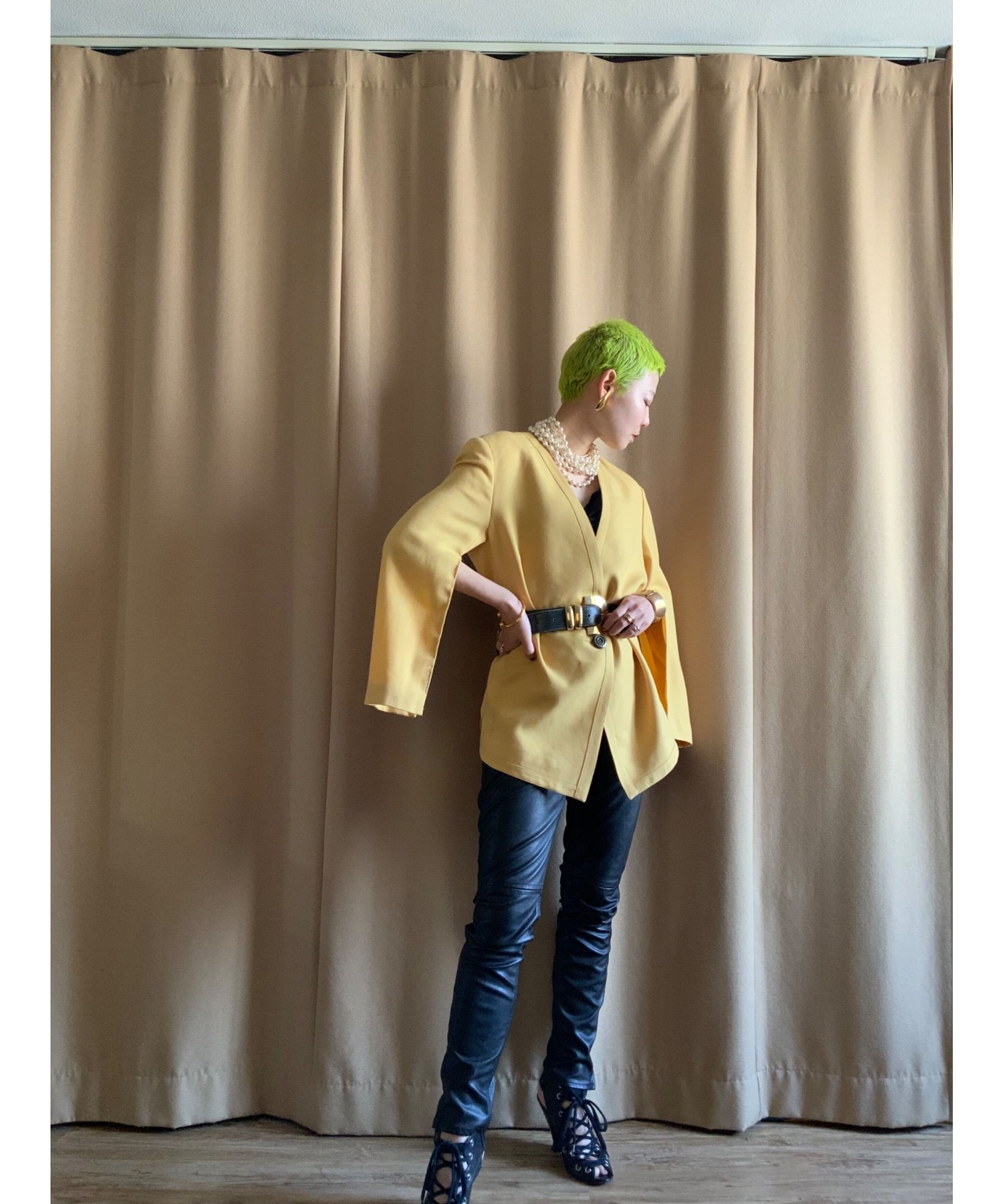 yellow color over size remake jacket-3302-3