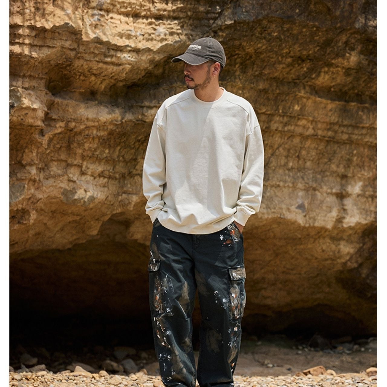 バックメッセージロゴベーシックロングTシャツ　1162