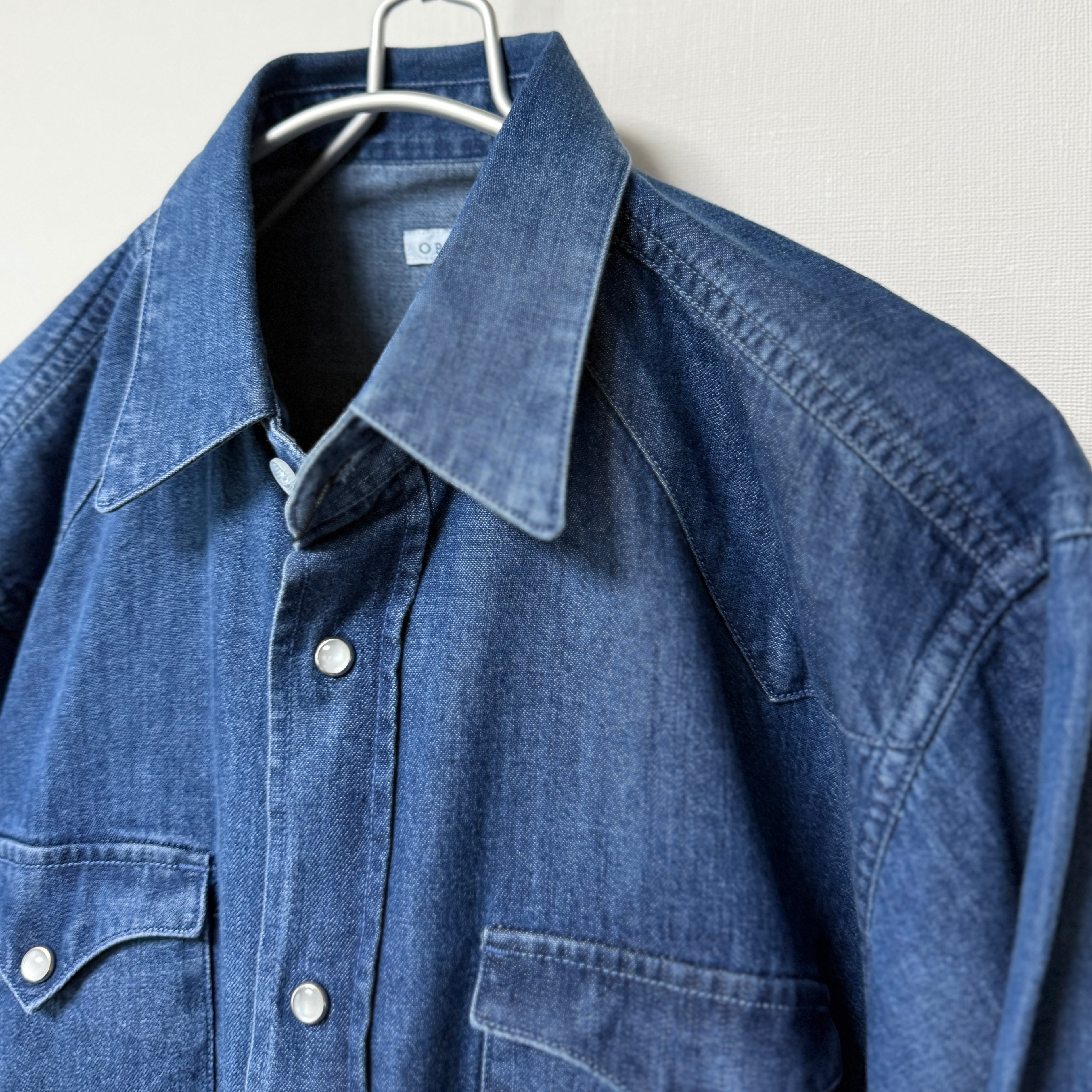 ORIAN DENIM DIVISION/インディゴ/総柄コットンシャツ ORIAN DENIM DIVISION/インディゴ/総柄コットンシャツ ORIAN DENIM