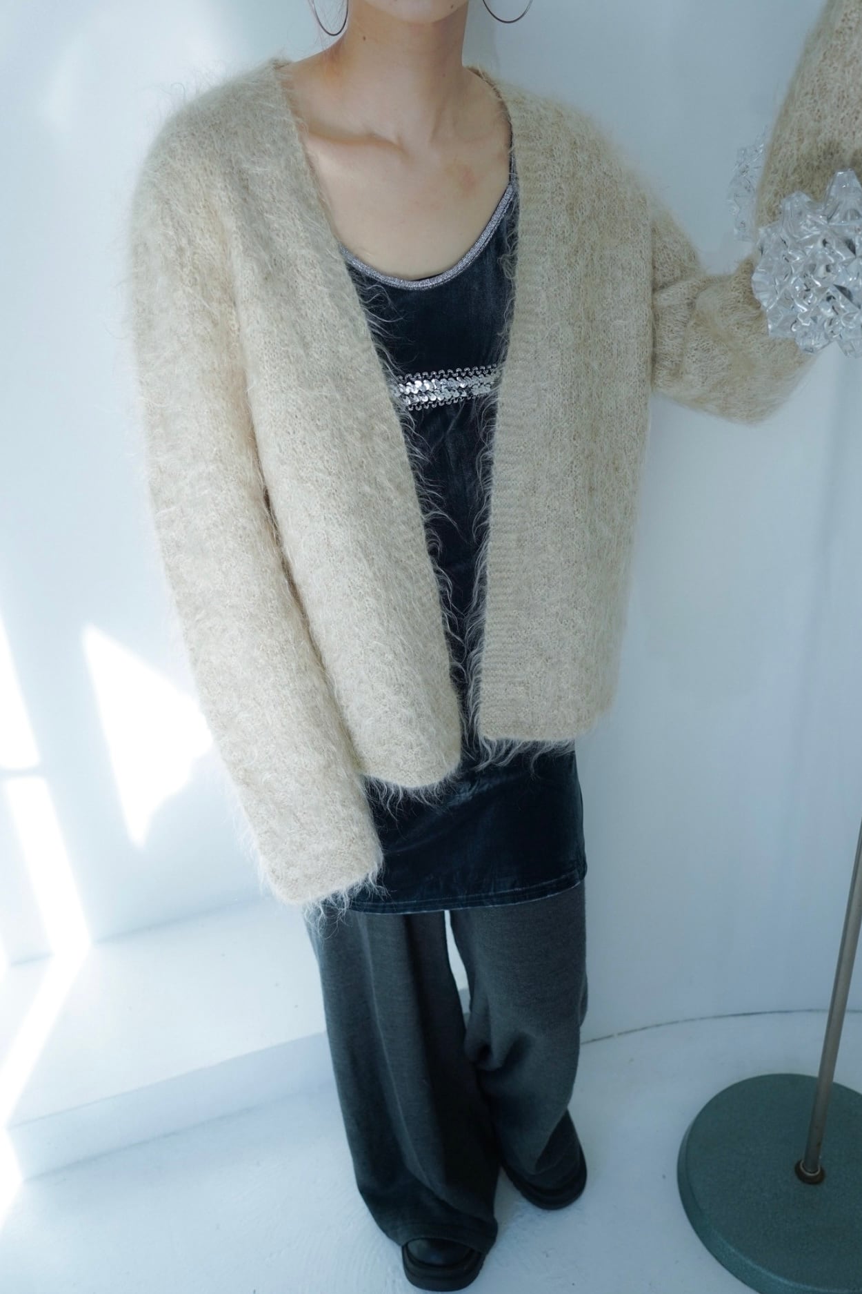 shaggy knit cardigan