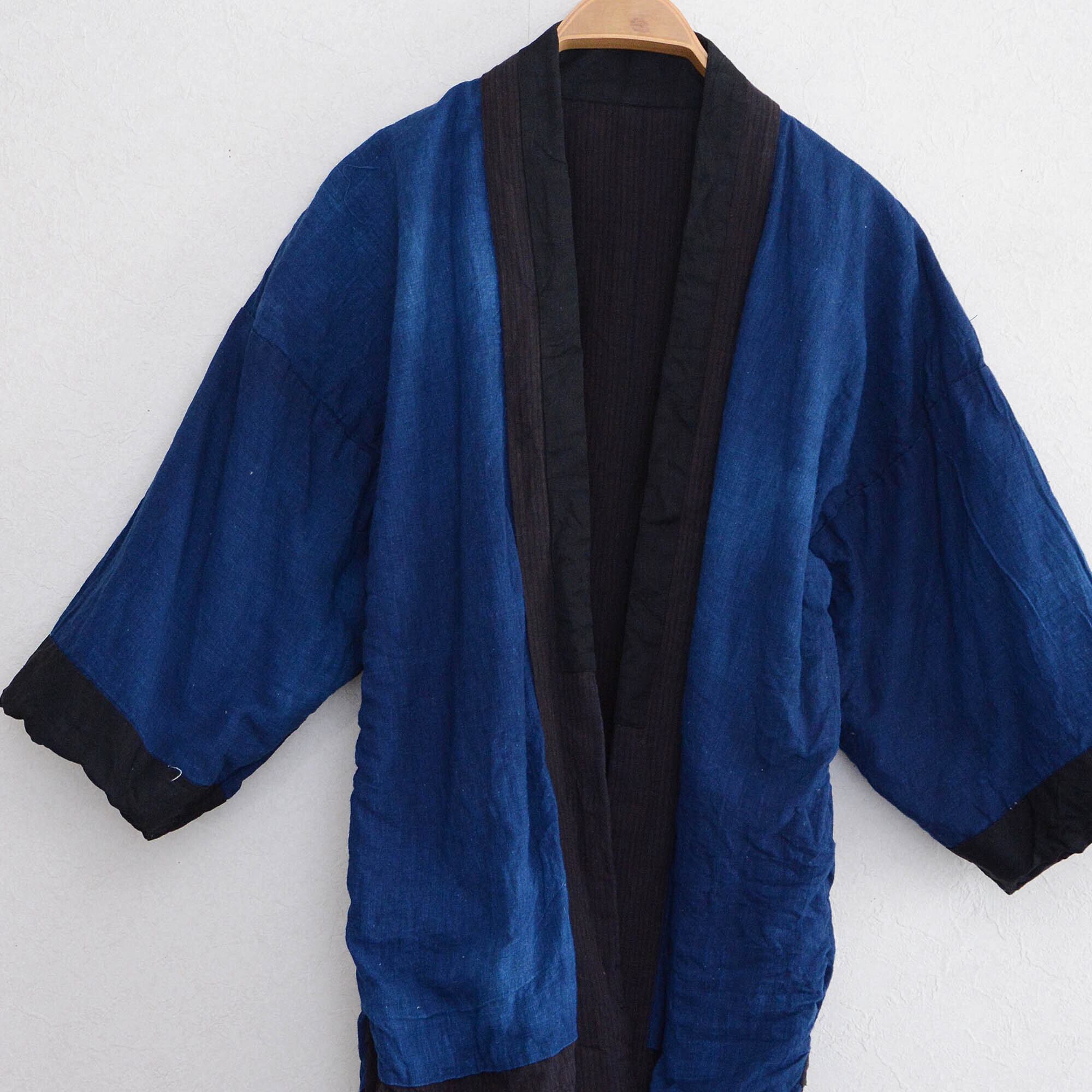 野良着 藍染 木綿 着物 古布 縞模様 ジャパンヴィンテージ