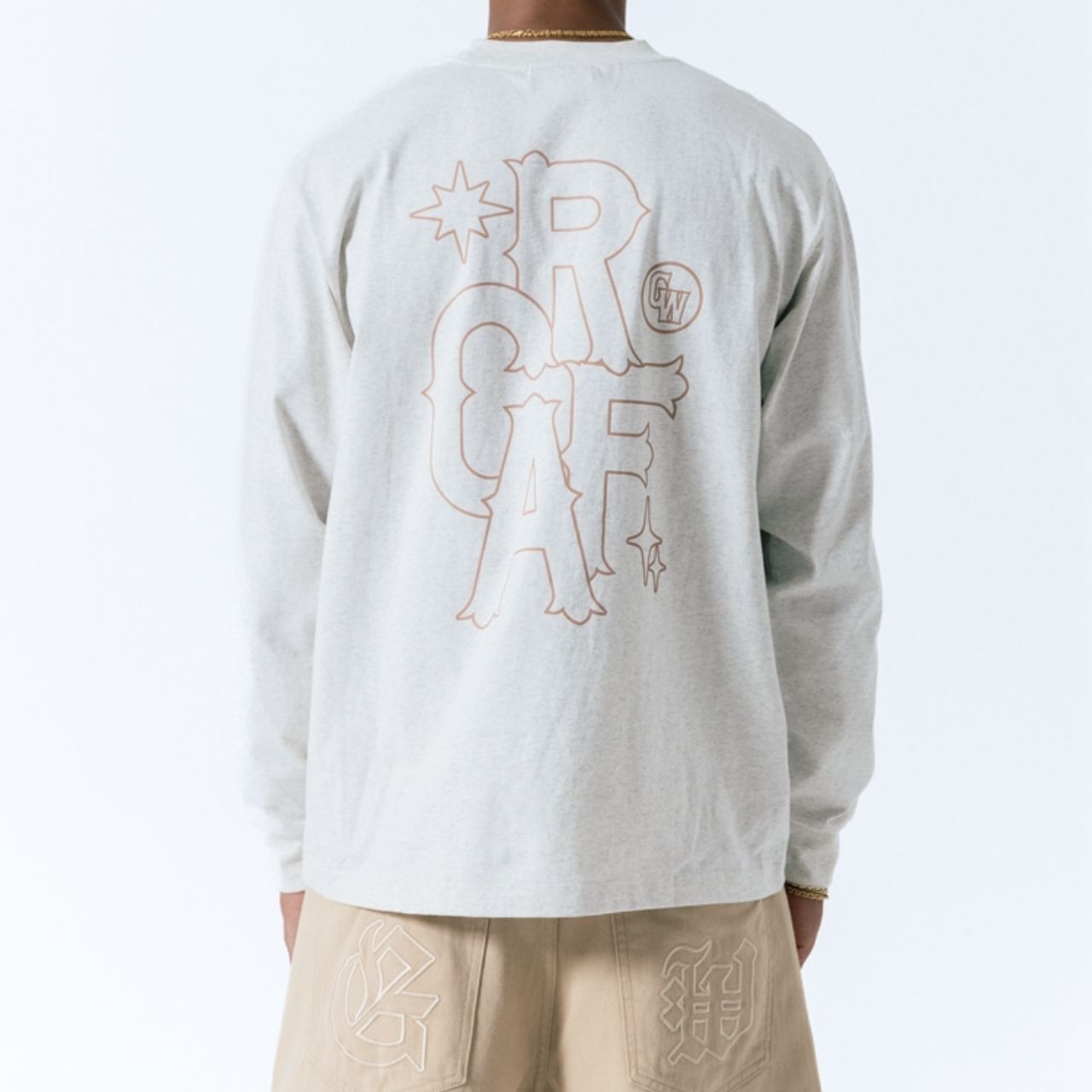 スターレタープリントアメカジロングTシャツ　1088