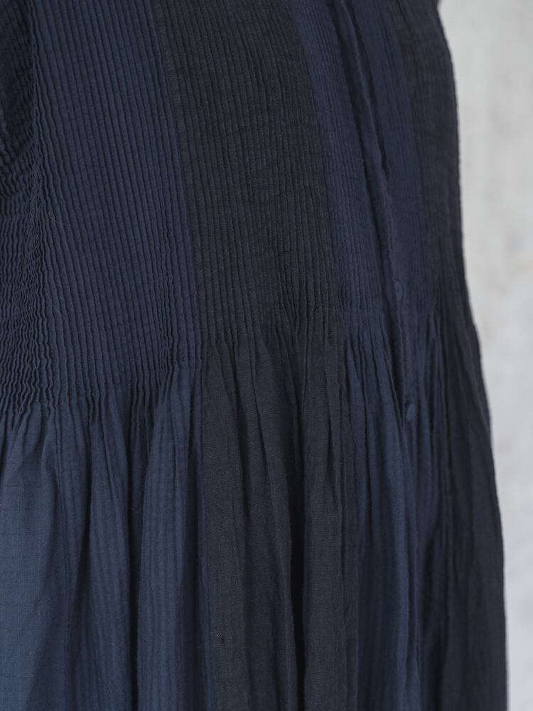 maison de soil] リネンパッチワークフレンチスリーブミニピンタック