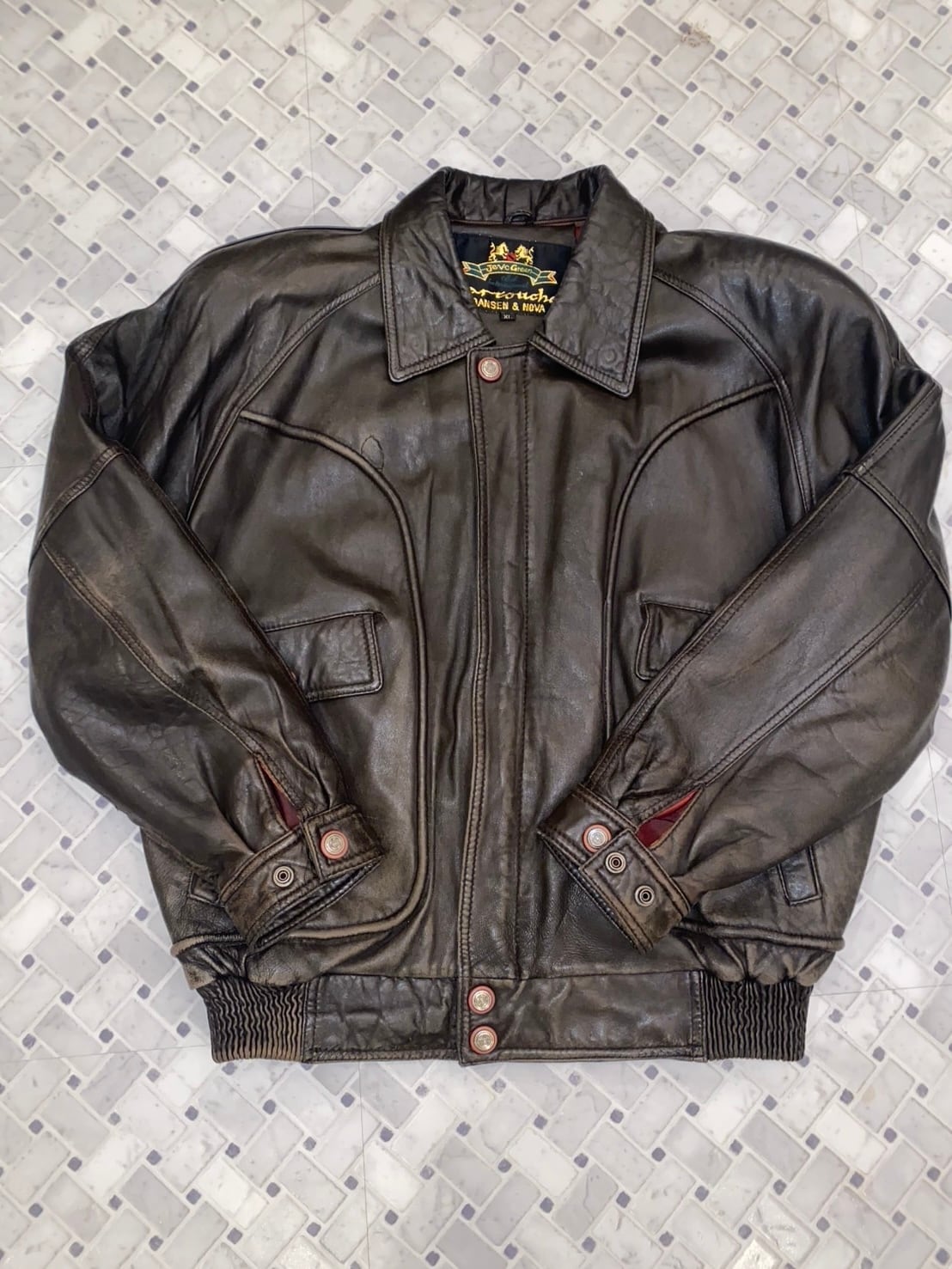 90s VINTAGE USAF / A-2 LEATHER JACKET BRANDED GARMENTS INC ORCHARD