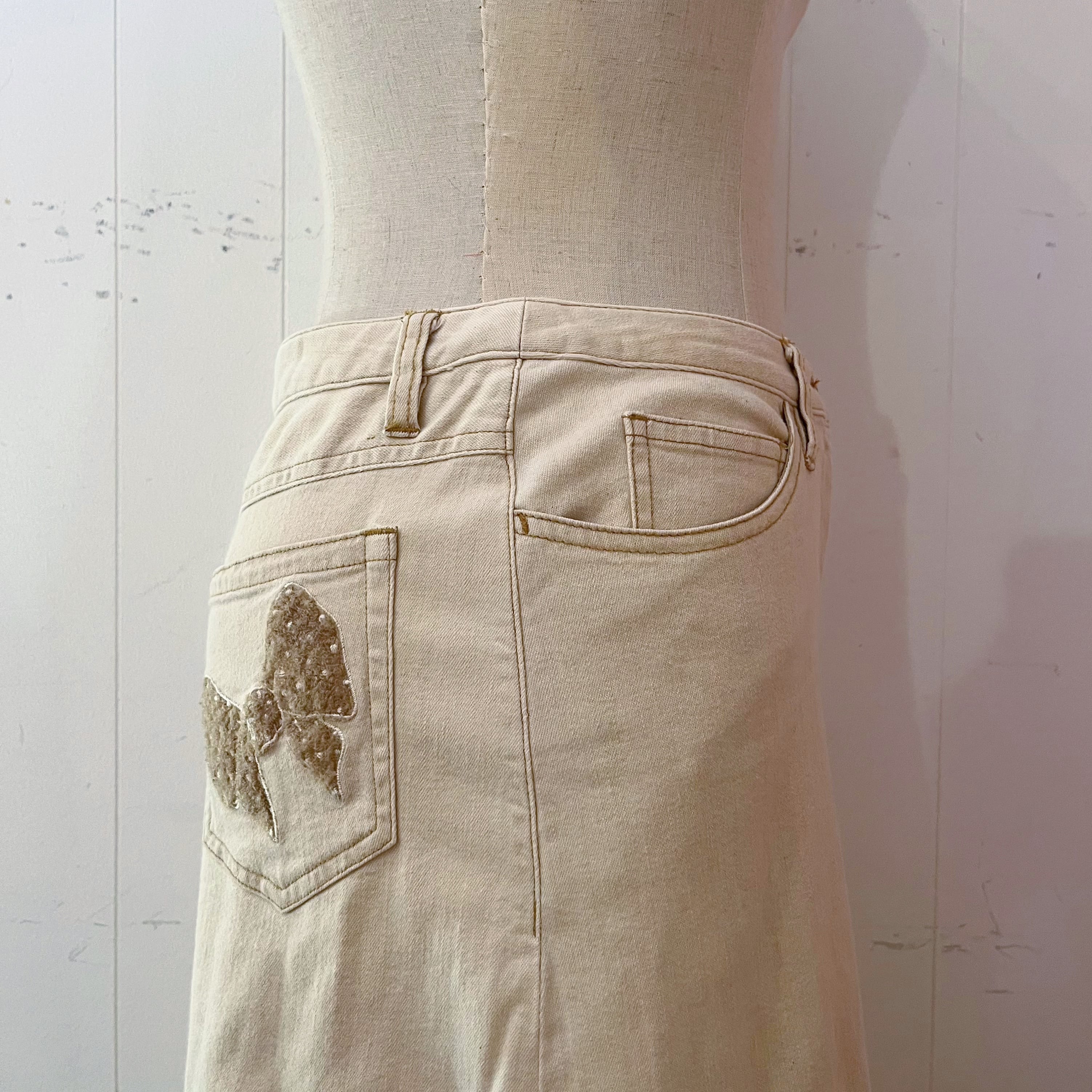 PINK HOUSE / lace up ribbon skirt
