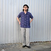OLD JOE / ORIGINAL PRINTED OPEN COLLAR SHIRTS (Square Dot) Short-sleeve