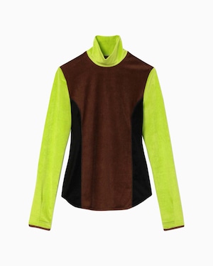 【Mame Kurogouchi】Velour Jersey High Neck Top - brown　MM22FW-JS058