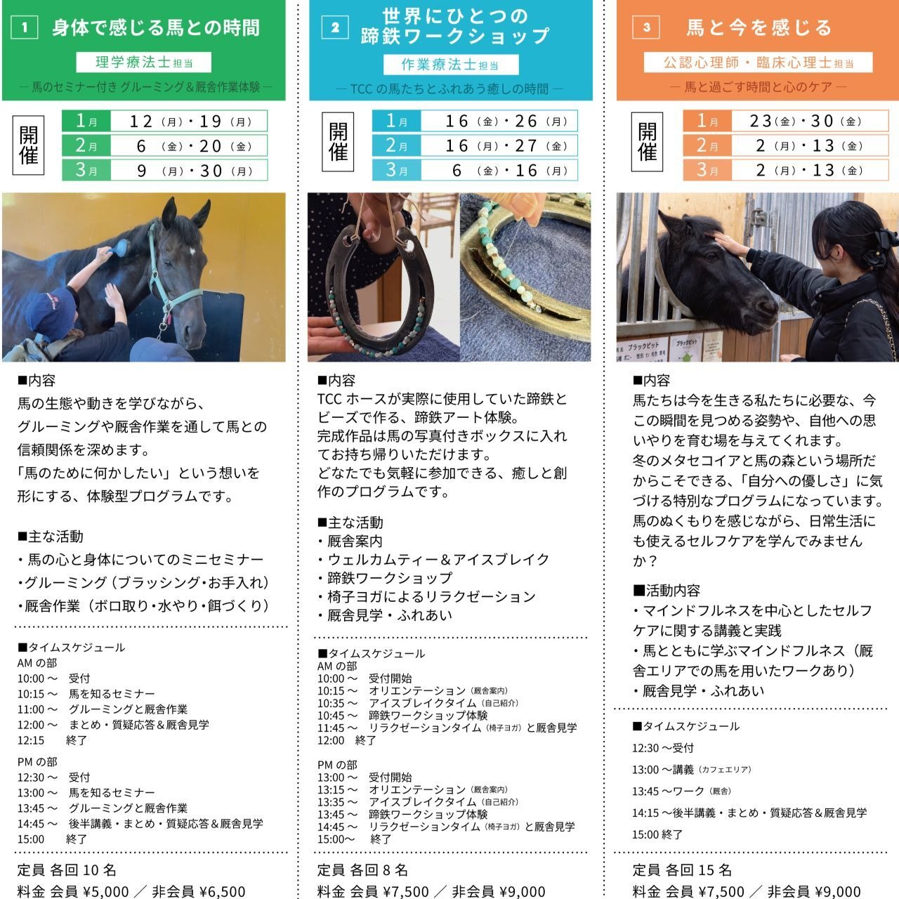 【TCC会員】1月「ホースウェルネス」メタセコイアと馬の森 特別プログラム 「馬と今を感じる」~馬と過ごす時間と心のケア~
